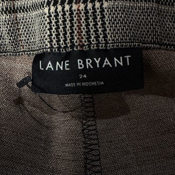 Lane Bryant SZ 24 Ponte Pants Straight Leg Glen Plaid Stretch Pull-On Pockets - Picture 7 of 9